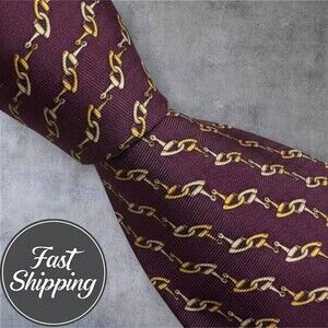 BROOKS BROTHERS Tie 100% Silk Necktie Made in USA Geometric Tan/Red